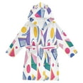 thumbnail image 1 of FORMRS Niños Bathrobe Unisex Hooded Robe Soft Plush Pajamas Sleepwear, Size 7-9T, Green Retro Shapes, 1 of 7