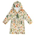 thumbnail image 1 of FORMRS Niños Bathrobe Unisex Hooded Robe Soft Plush Pajamas Sleepwear, Size 7-9T, Leaves Pattern, 1 of 7