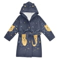 thumbnail image 1 of FORMRS Niños Bathrobe Unisex Hooded Robe Soft Plush Pajamas Sleepwear, Size 7-9T, Orange Cat Planet, 1 of 7