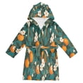thumbnail image 1 of FORMRS Niños Bathrobe Unisex Hooded Robe Soft Plush Pajamas Sleepwear, Size 7-9T, Orange Leaves, 1 of 7