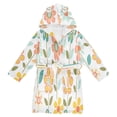 thumbnail image 1 of FORMRS Niños Bathrobe Unisex Hooded Robe Soft Plush Pajamas Sleepwear, Size 7-9T, Orange Retro Flower, 1 of 7