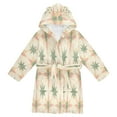 thumbnail image 1 of FORMRS Niños Bathrobe Unisex Hooded Robe Soft Plush Pajamas Sleepwear, Size 7-9T, Pastel Beige Geometric, 1 of 7
