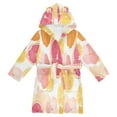 thumbnail image 1 of FORMRS Niños Bathrobe Unisex Hooded Robe Soft Plush Pajamas Sleepwear, Size 7-9T, Pink Floral Orange, 1 of 7