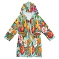 thumbnail image 1 of FORMRS Niños Bathrobe Unisex Hooded Robe Soft Plush Pajamas Sleepwear, Size 7-9T, Pink Floral Tomatoes, 1 of 7