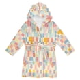 thumbnail image 1 of FORMRS Niños Bathrobe Unisex Hooded Robe Soft Plush Pajamas Sleepwear, Size 7-9T, Pink Floral, 1 of 7