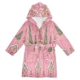 thumbnail image 1 of FORMRS Niños Bathrobe Unisex Hooded Robe Soft Plush Pajamas Sleepwear, Size 7-9T, Pink Gingerbread House, 1 of 7