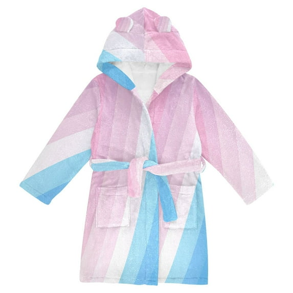 FORMRS Kids Bathrobe Unisex Hooded Robe Toddler Pajamas Sleepwear, Size 7-9T, Pink Gradient