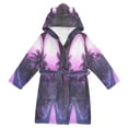 thumbnail image 1 of FORMRS Niños Bathrobe Unisex Hooded Robe Soft Plush Pajamas Sleepwear, Size 7-9T, Pink Road, 1 of 7