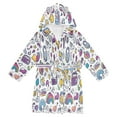 thumbnail image 1 of FORMRS Niños Bathrobe Unisex Hooded Robe Soft Plush Pajamas Sleepwear, Size 7-9T, Purple Doodle Pattern, 1 of 7
