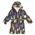 thumbnail image 1 of FORMRS Niños Bathrobe Unisex Hooded Robe Soft Plush Pajamas Sleepwear, Size 7-9T, Purple Halloween Ghosts, 1 of 7