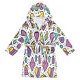 thumbnail image 1 of FORMRS Niños Bathrobe Unisex Hooded Robe Soft Plush Pajamas Sleepwear, Size 7-9T, Purple Retro Pattern, 1 of 7