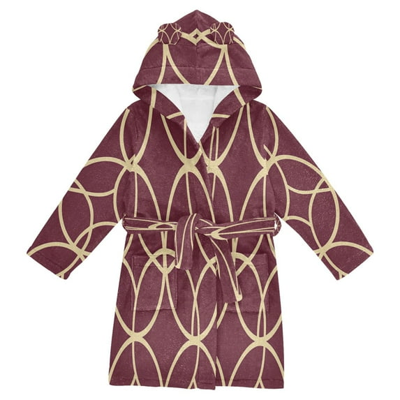 FORMRS Niños Bathrobe Unisex Hooded Robe Soft Plush Pajamas Sleepwear, Size 7-9T, Red Circles