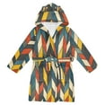 thumbnail image 1 of FORMRS Niños Bathrobe Unisex Hooded Robe Soft Plush Pajamas Sleepwear, Size 7-9T, Red Geometric, 1 of 7