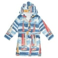 thumbnail image 1 of FORMRS Niños Bathrobe Unisex Hooded Robe Soft Plush Pajamas Sleepwear, Size 7-9T, Red Sailboats, 1 of 7