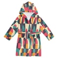 thumbnail image 1 of FORMRS Niños Bathrobe Unisex Hooded Robe Soft Plush Pajamas Sleepwear, Size 7-9T, Retro Geometric, 1 of 7