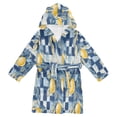 thumbnail image 1 of FORMRS Niños Bathrobe Unisex Hooded Robe Soft Plush Pajamas Sleepwear, Size 7-9T, Retro Plaid Lemon, 1 of 7