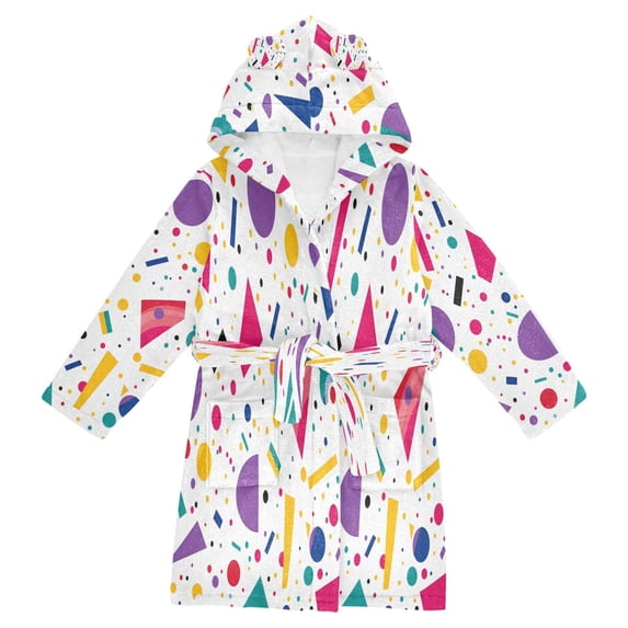 FORMRS Kids Bathrobe Unisex Hooded Robe Toddler Pajamas Sleepwear, Size 7-9T, Retro Round