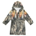 thumbnail image 1 of FORMRS Niños Bathrobe Unisex Hooded Robe Soft Plush Pajamas Sleepwear, Size 7-9T, Watercolor Space, 1 of 7