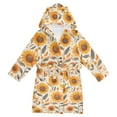 thumbnail image 1 of FORMRS Niños Bathrobe Unisex Hooded Robe Soft Plush Pajamas Sleepwear, Size 7-9T, Watercolor Sunflowers and Leaves, 1 of 7