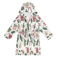 thumbnail image 1 of FORMRS Niños Bathrobe Unisex Hooded Robe Soft Plush Pajamas Sleepwear, Size 7-9T, White Christmas Holly, 1 of 7