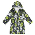 thumbnail image 1 of FORMRS Niños Bathrobe Unisex Hooded Robe Soft Plush Pajamas Sleepwear, Size 7-9T, White Flower Pattern, 1 of 7