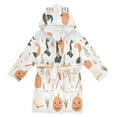 thumbnail image 1 of FORMRS Niños Bathrobe Unisex Hooded Robe Soft Plush Pajamas Sleepwear, Size 7-9T, White Halloween Pumpkin, 1 of 7