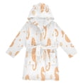 thumbnail image 1 of FORMRS Niños Bathrobe Unisex Hooded Robe Soft Plush Pajamas Sleepwear, Size 7-9T, White Seahorse, 1 of 7