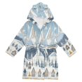 thumbnail image 1 of FORMRS Niños Bathrobe Unisex Hooded Robe Soft Plush Pajamas Sleepwear, Size 7-9T, Winter Village Serenity, 1 of 7