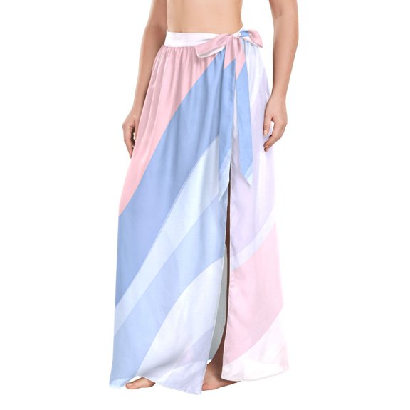 FORMRS Womens Beach Sarong Semi-Sheer Bikini Wrap Skirt Swimsuit Cover-ups, Abstract Blue