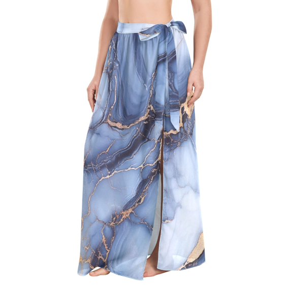 FORMRS Womens Beach Sarong Semi-Sheer Bikini Wrap Skirt Swimsuit Cover-ups, Abstract Marble Pattern