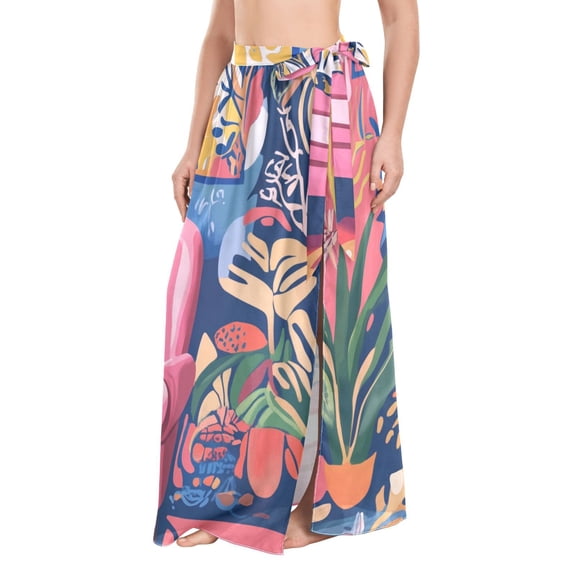 FORMRS Womens Beach Sarong Semi-Sheer Bikini Wrap Skirt Swimsuit Cover-ups, Art Cat