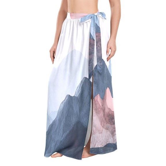 FORMRS Womens Beach Sarong Semi-Sheer Bikini Wrap Skirt Swimsuit Cover-ups, Art Mountain and Sun Pattern