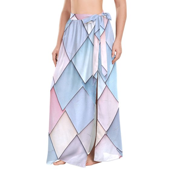 FORMRS Womens Beach Sarong Semi-Sheer Bikini Wrap Skirt Swimsuit Cover-ups, Beige Art Pattern