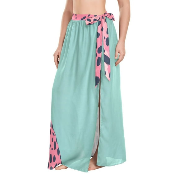 FORMRS Womens Beach Sarong Semi-Sheer Bikini Wrap Skirt Swimsuit Cover-ups, Big Pink Cheetah