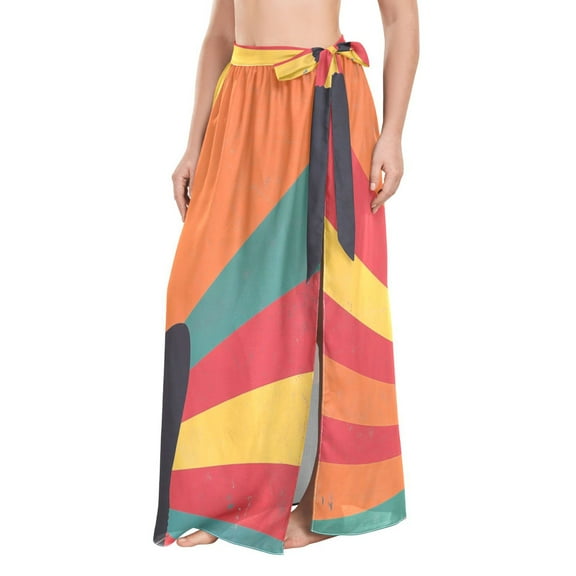 FORMRS Womens Beach Sarong Semi-Sheer Bikini Wrap Skirt Swimsuit Cover-ups, Black Cat