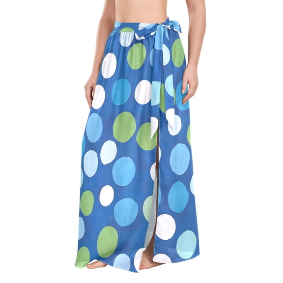 FORMRS Womens Beach Sarong Semi-Sheer Bikini Wrap Skirt Swimsuit Cover-ups, Blue Dots
