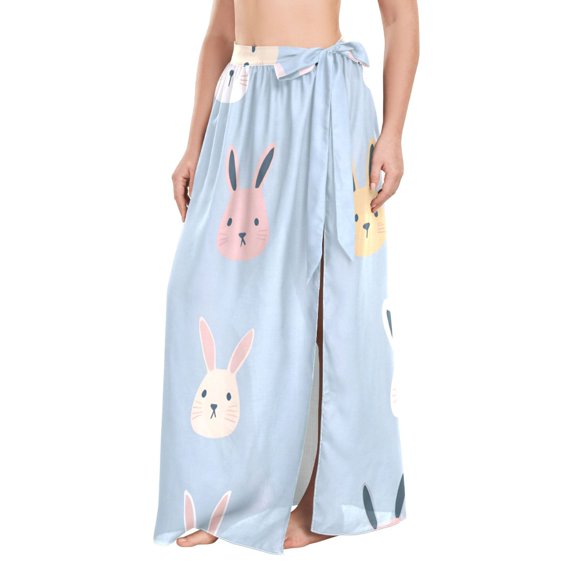 FORMRS Womens Beach Sarong Semi-Sheer Bikini Wrap Skirt Swimsuit Cover-ups, Blue Rabbits