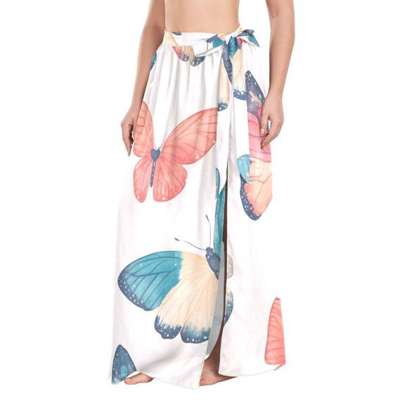 FORMRS Womens Beach Sarong Semi-Sheer Bikini Wrap Skirt Swimsuit Cover-ups, Colorful Butterflies