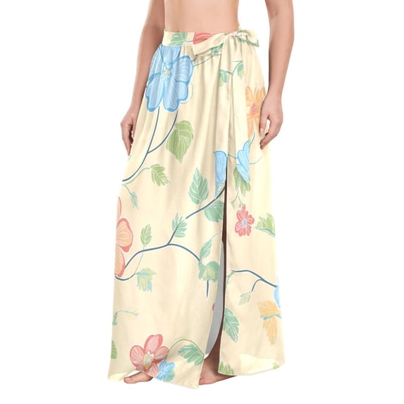 FORMRS Womens Beach Sarong Semi-Sheer Bikini Wrap Skirt Swimsuit Cover-ups, Colorful Flower