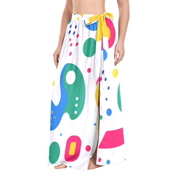 FORMRS Womens Beach Sarong Semi-Sheer Bikini Wrap Skirt Swimsuit Cover-ups, Colorful Round