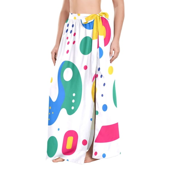 FORMRS Womens Beach Sarong Semi-Sheer Bikini Wrap Skirt Swimsuit Cover-ups, Colorful Round