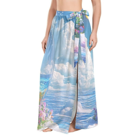 FORMRS Womens Beach Sarong Semi-Sheer Bikini Wrap Skirt Swimsuit Cover-ups, Crystal Ocean
