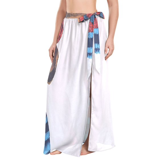 FORMRS Womens Long Sarong Beach Wrap Semi-Sheer Bikini Skirt Bathing Swimsuit Cover Up, Cute Dog Artist