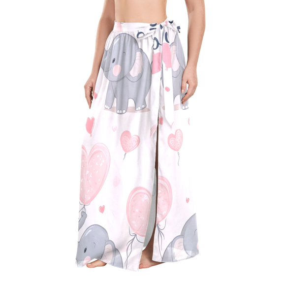 FORMRS Womens Beach Sarong Semi-Sheer Bikini Wrap Skirt Swimsuit Cover-ups, Cute Elephant