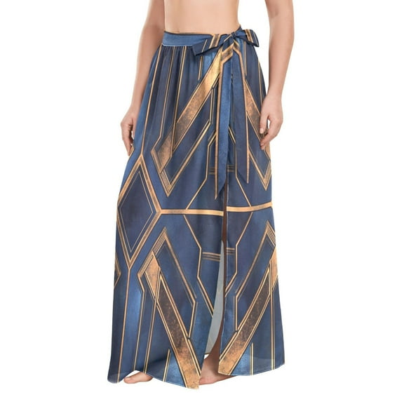 FORMRS Womens Beach Sarong Semi-Sheer Bikini Wrap Skirt Swimsuit Cover-ups, Elegant Geometric Pattern