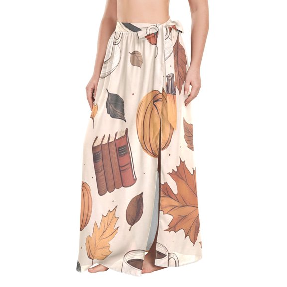 FORMRS Womens Long Sarong Beach Wrap Semi-Sheer Bikini Skirt Bathing Swimsuit Cover Up, Fall Book