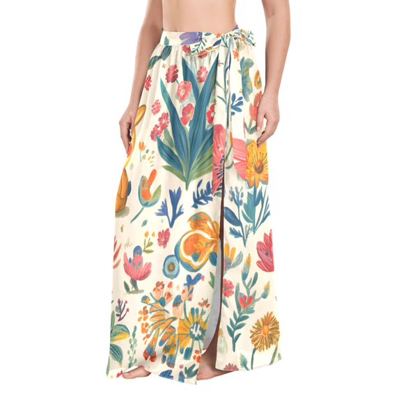 FORMRS Womens Beach Sarong Semi-Sheer Bikini Wrap Skirt Swimsuit Cover-ups, Floral Animals