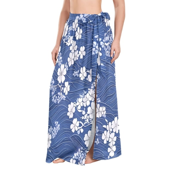 FORMRS Womens Beach Sarong Semi-Sheer Bikini Wrap Skirt Swimsuit Cover-ups, Floral Ocean Waves