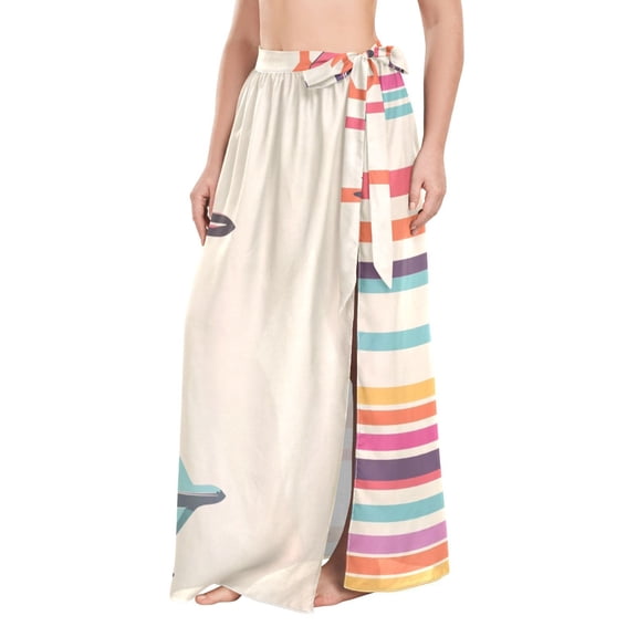 FORMRS Womens Beach Sarong Semi-Sheer Bikini Wrap Skirt Swimsuit Cover-ups, Flying Planes