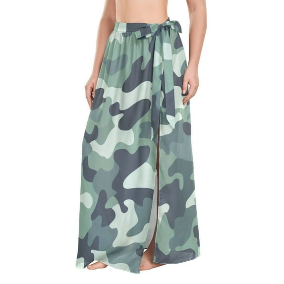 FORMRS Womens Beach Sarong Semi-Sheer Bikini Wrap Skirt Swimsuit Cover-ups, Forest Camouflage Pattern